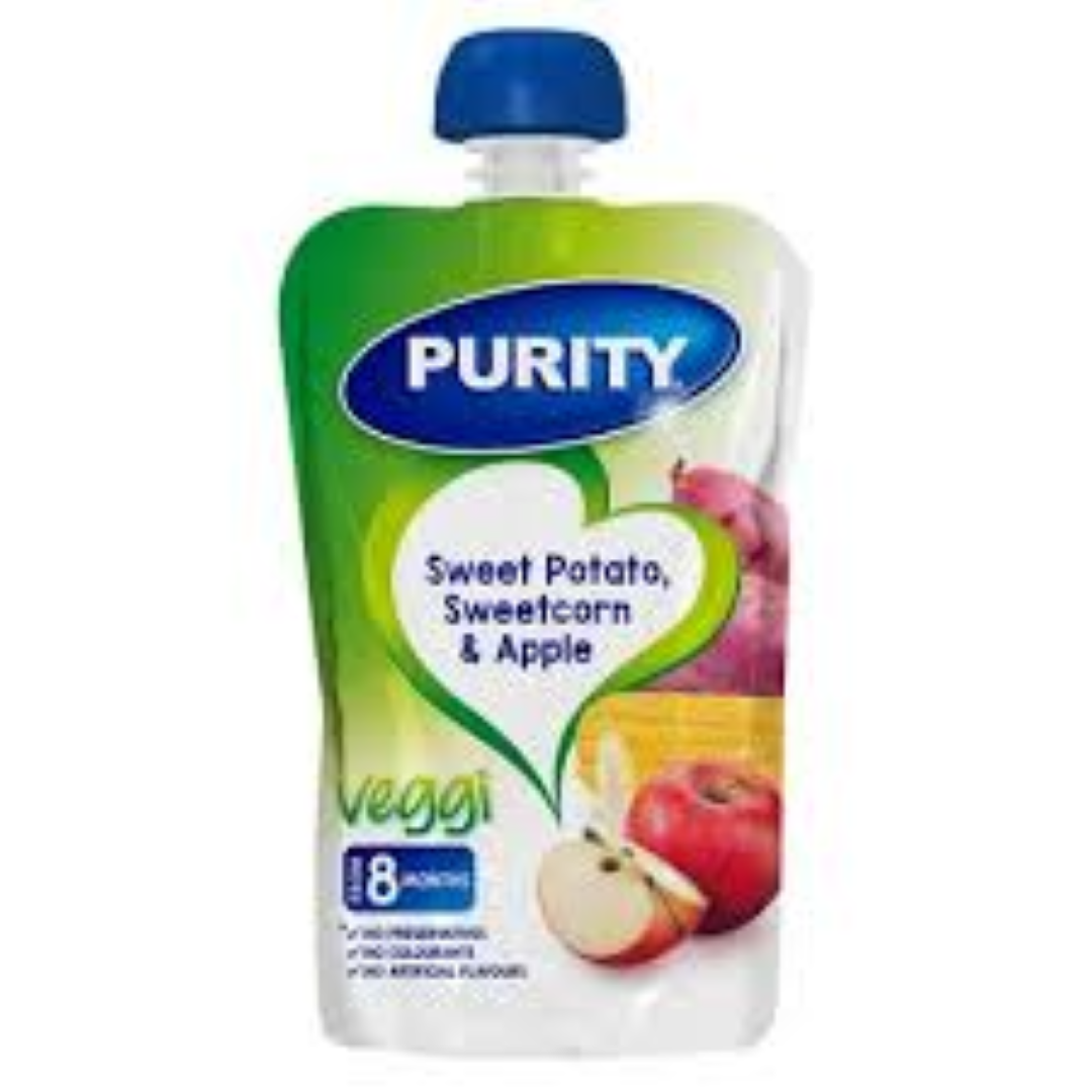 PURITY POUCHES SWT POT.APPLES& SWEETCORN 110ML